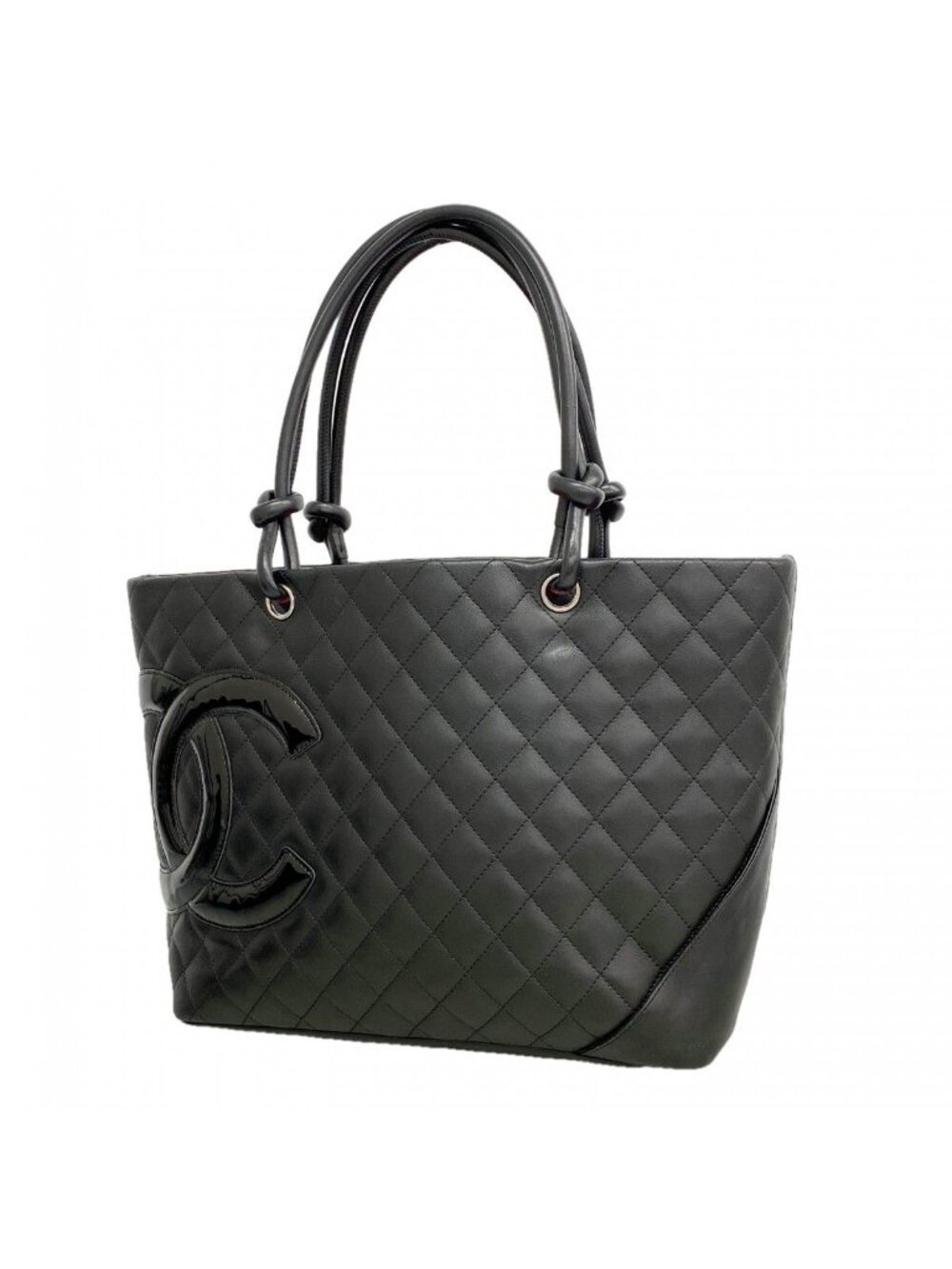 Chanel Tote Bag Cambon Lambskin Black Silver